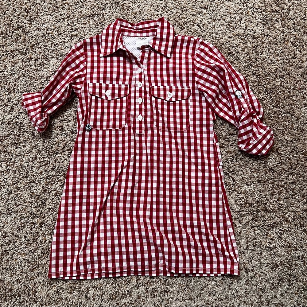 Prodoh Girls Red and White Checkered Fishing Dress Size 5